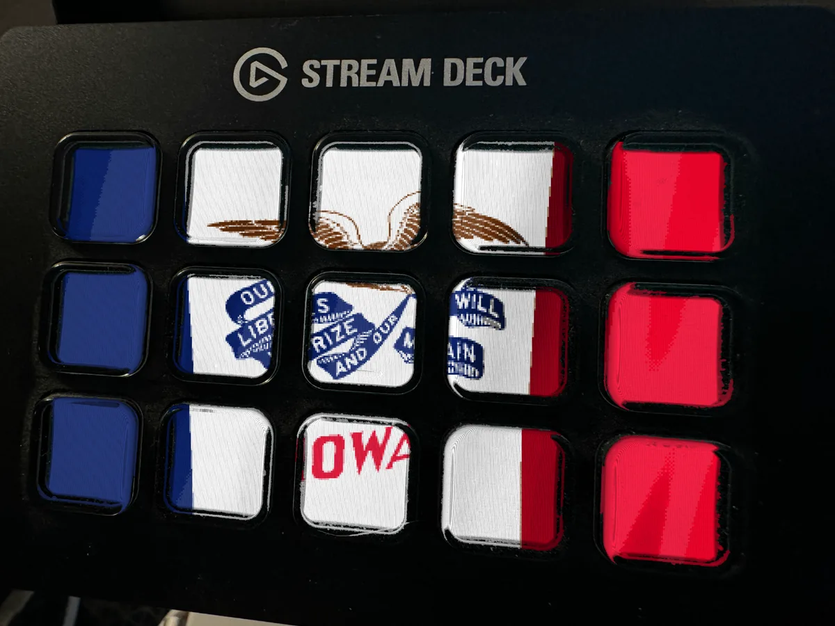 Iowa Flag shown running on a Stream Deck