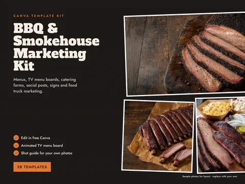 BBQ Menu and Food Truck Marketing Kit — 38 Canva Templates — Canva template kit
