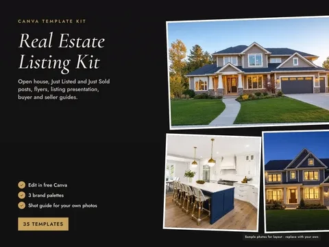 Real Estate Marketing Bundle — 34 Canva Templates for Agents — Canva template kit