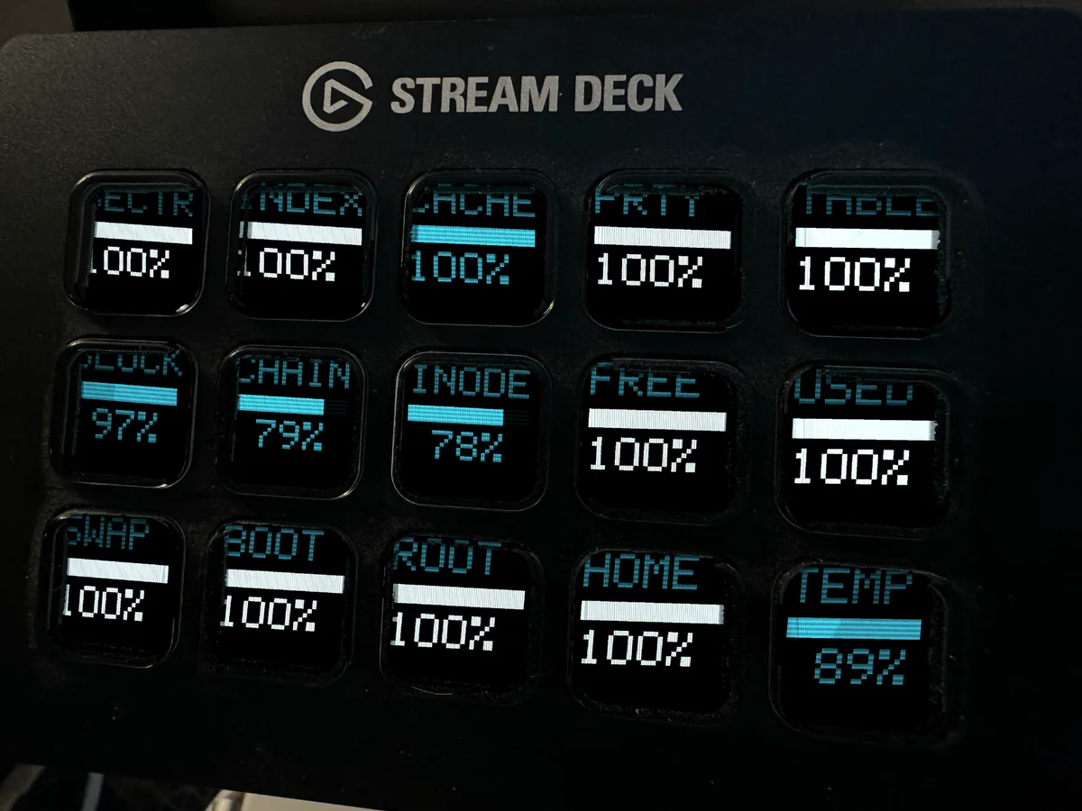 Disk Check shown running on a Stream Deck