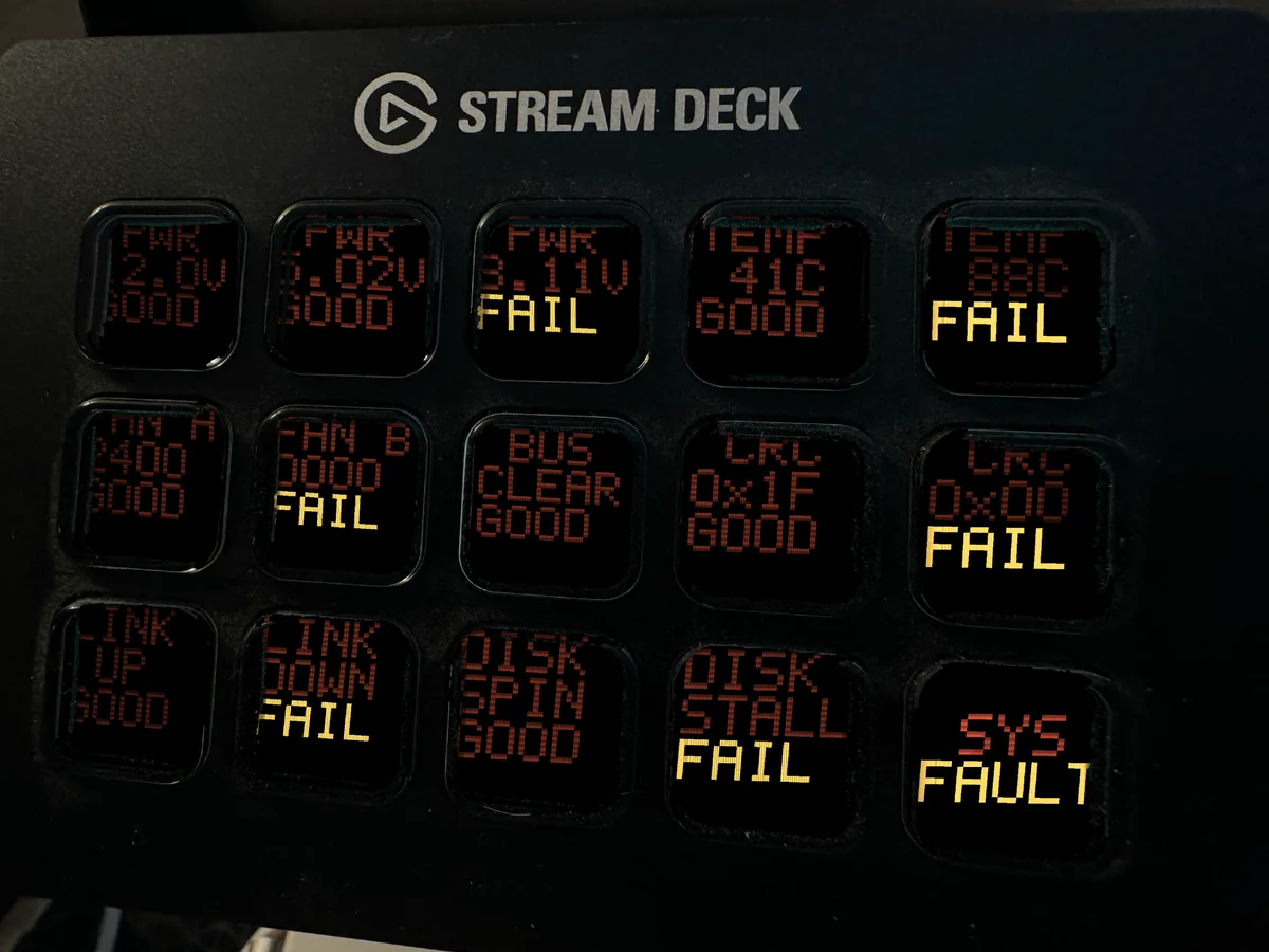 Fault Panel shown running on a Stream Deck